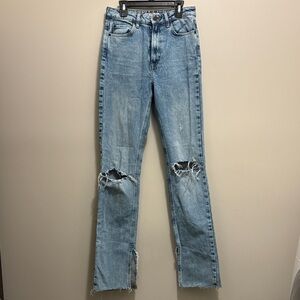 Zara Distressed Flare Blue Women's Jeans